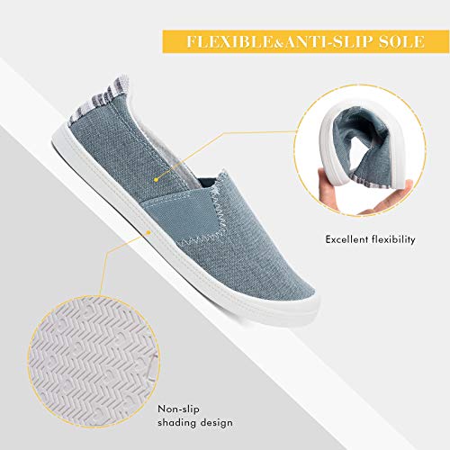 Image of FUNKYMONKEY Slip-On Canvas Sneakers for Women, Comfortable Lightweight Lace-Up Flat Casual Tennis Shoes Breathable Walking Shoes for Everyday Wear