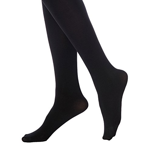 Manzi 2 Pairs Women's Run Resistant Control Top Panty Hose Opaque Tights(X-Large,Black) #TOP5