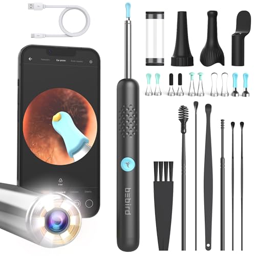 BEBIRD R1 Ear Wax Removal Tool Kit, Ear Cleaner with 1080P Ear Camera, Smart Visual Earwax Removal Kit with 7 Pcs Ear Set for Daily Ear Pick, 6 LED Lights, 5 Ear Scoop Ear Tips Replacement