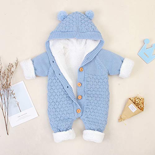 Children Warm Tops Newborn Infant Baby Plus Velvet Winter Warm Coat Knit Outwear Hooded Jumpsuit 0-24Months 5