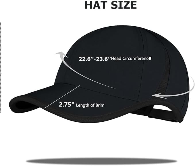 Black Baseball Cap Men's Dry Fit Hat Lightweight Running Hats Women Ball Caps - Image 3