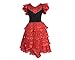 AMINA Robe de Fille pour Bal Flamant ou Séville (Rouge Volant Rouge, 6 ans)