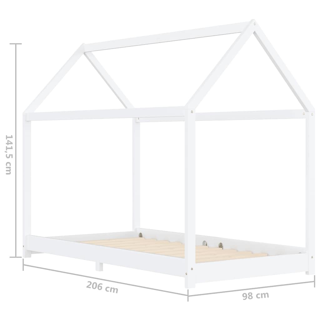 Marco de cama infantil de madera maciza de pino 90 x 200 cm, somier de láminas de madera contrachapada, para colchón de 90 x 200, estilo casa de juegos, para habitación infantil