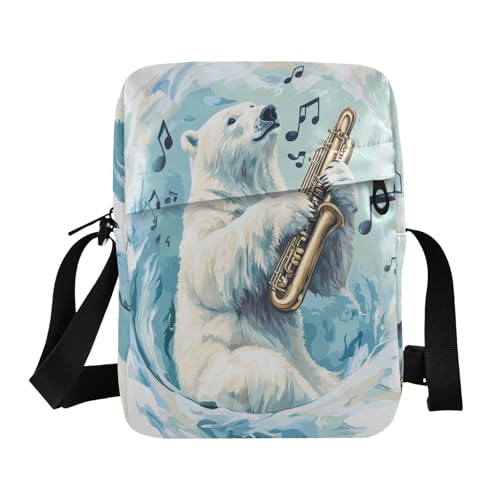 small messenger bag for men cross body bag Casual Womens Purse Adjustable Strap for Outdoor Daily Outdoor Daily- White Bear Music Play