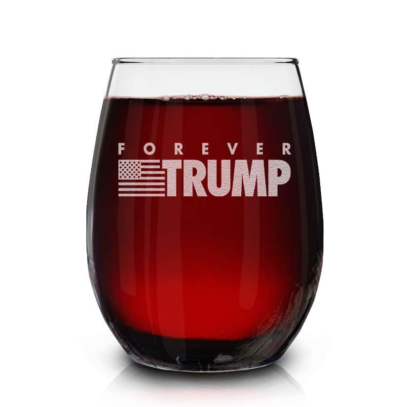 Verre à vin Trump gravé sans pied contenant 445 ml pour collection et cadeau