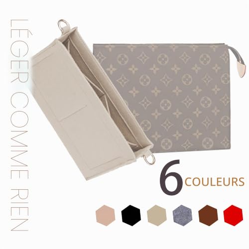 Soyizom Trousse de toilette, 19, 26 sacs, organisateur de cosmétiques, organiseur soigné, sac en feutre, sac organiseur pour femmes, poche intérieure, organisateur avec porte-clés, boucle dorée et – vue 6