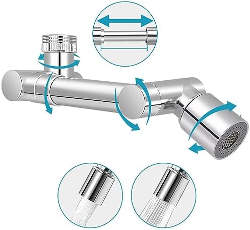 HONZUEN Tap Extender, 1440° Rotate Tap Extension, Retractable 5cm Tap Extender, Kitchen Faucet Extender, Water Tap Extender, Kitchen Faucet Extender, Sink Tap Extension, Swivel Tap Extender(Silver)