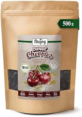 Biojoy Cerezas secas BÍO (500 g), sin hueso, sin azúcar añadido y...