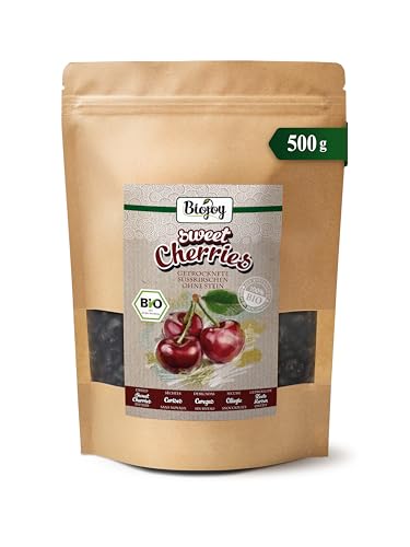 Biojoy Cerezas secas BÍO (500 g), sin hueso, sin azúcar añadido y azufre