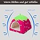 MXYZQDE Meerschweinchen Bett, Kuscheliges Winterhaus für Meerschweinchen Zubehoer, Pinke Erdbeerhöhle Mit Weichem Polster Meerschweinchen Zubehör, Ideal Als Hasenbett Und Ratten Zubehör