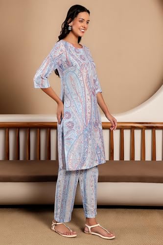 Image of W for Woman Paisley Knee Length Cotton Woven Women's Kurta Pant Set