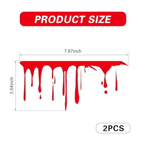 Image of ijuicy 2 PCS Red Flowing Blood Bloody Horror Funny Decal for Car, Halloween Horror Sticker Car Accessories, Halloween Car Decorations Accessories, Fit for Most Cars (Red)