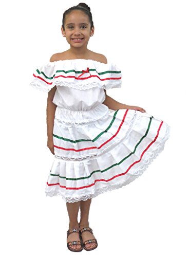 Girls Mexican Dress 3 Ribbons