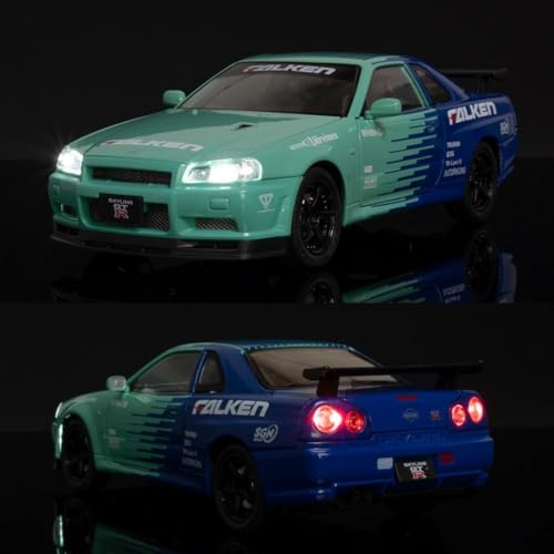 Image of 1.32 Scale Nissan GT-R R34 Diecast Car Model Toy with Pull Back Action, Openable Doors, Alloy Body & Detailing | Sports Toy for Kids & Collectors | Luxury Racing Car Gift