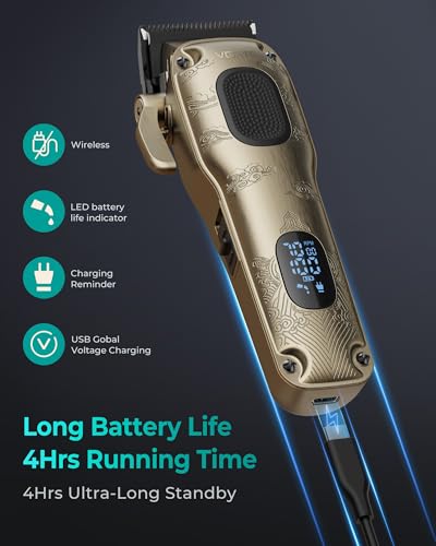 Image of VGRPRO Hair Clippers for Men Professional, Cordless & Corded Barber Clipper | Clippers for Hair Cutting with Package Case, Electric Grooming Kit for Home & Barber Use, LED Battery Display, Gift for Men
