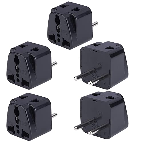 Image of MX Universal Travel Adapter Type C - 5-Pack (Black) | India → Europe, Turkey, Spain, Italy, Indonesia, Korea - Dual USB Charging, Home & Business Use