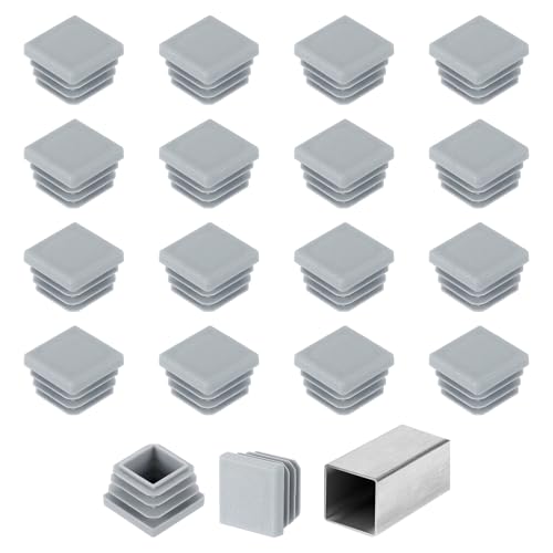 QUARKZMAN Tapones de tubo cuadrado de 3/4" (20 mm), 50 unidades de tapones de plástico para tubos de metal, postes, patas de sillas, mesas, estanterías, muebles, color gris