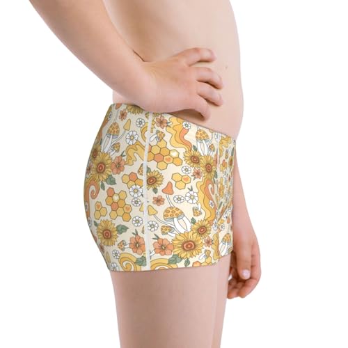 Boys' Cotton Boxer Brief Soft Underwear-Groovy Hippie Flower Mushrooms2