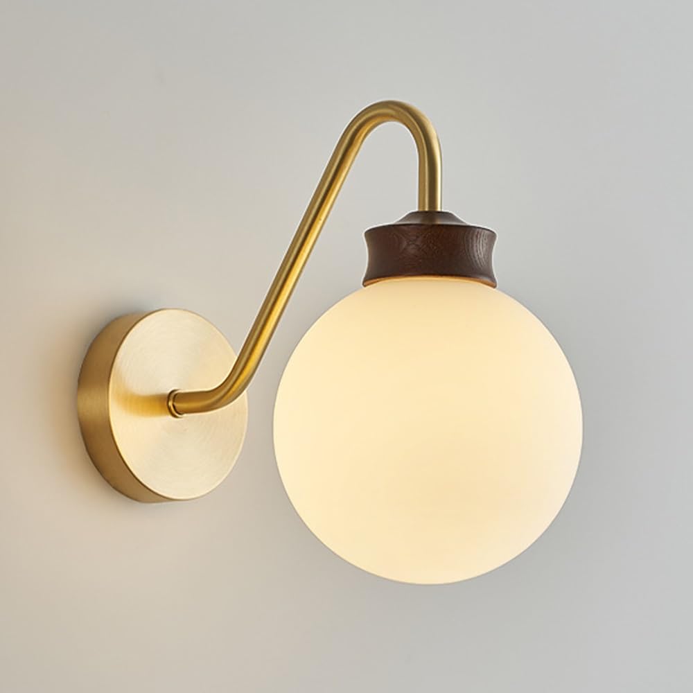 SXWNBIFH Gold Glass Wall Sconce Light Modern Decorative Sconces Lights Brass Wall Mount Lamp E27 Lighting Fixtures for Bedroom Living Room Hallway Hotel Bedside Entryway(B)