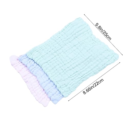 VANZACK 5Pcs Solid Color Bibs Cotton Face Towels Multilayer Square Towels for Teething Lightweight and Quick Drying Random Colors for Boys2