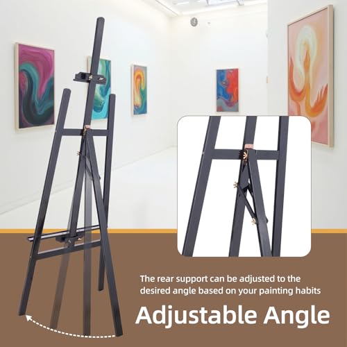 Image of Falling in Art Adjustable Wooden Easel Stand for Painting&Display, Black