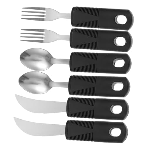 Cabilock Safe Light Anti-shake Silverware Set Elderly Tableware Anti-slip Design Fork Spoon for Seniors Travel