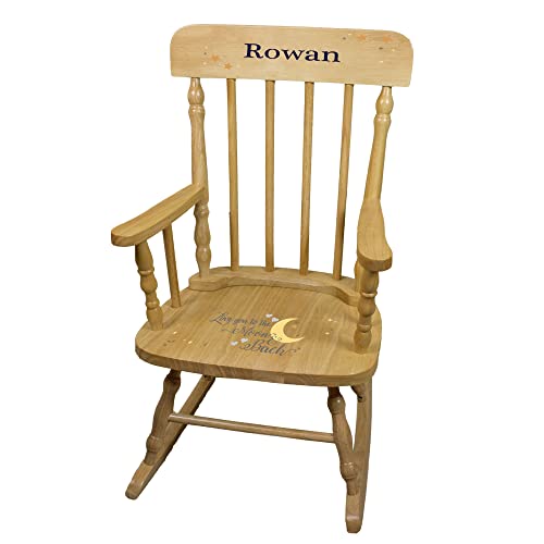 My Bambino Personalized Child's Moon and Back Natural Wood Rocking Chair