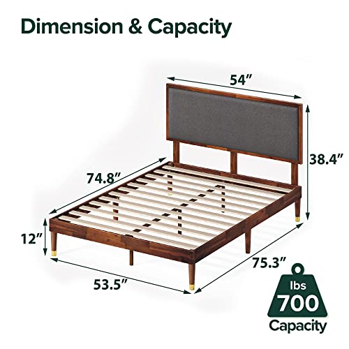 Zinus Raymond Wood Platform Bed Frame With Adjustable Upholstered Headboard / Solid Wood Foundation / Wood Slat Support / No Box Spring Needed / Easy Assembly, Full #TOP2