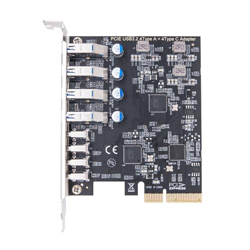 GMBYLBY Highly Speed USB3.2 PCIe Card with 4port Type C and 4Port USB A for Desktop PC Expansion 10Gbps Data Transfer
