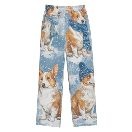 ZZXXB Winter Puppy Dogs Boys Long Pants Soft Trousers Elastic Waist Kids Lounge Bottoms with Pockets S-XL