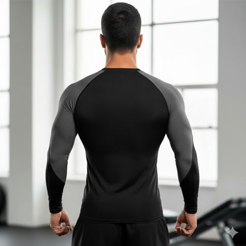 Image of JUST RIDER Men's Compression Shirt Long Sleeve | Athletic Base Layer, Quick Dry, Workout T-Shirt for Running, Cycling & Gym Fitness Training