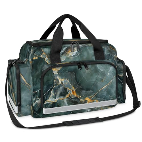 First Aid Bags Empty, Green Gold Marble Emergency Bag First Aid Kit Multiple Compartment Kit Carrier On Call Trauma Bag For Paramedics Emergency Medical Supplies Kit