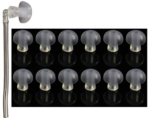 FCS Silicone Earplug Domes for BTE and Pocket Hearing Aid Ear Tip Replacement with Tube and Elbow Connectors (12 Pc. Large- 14mm)