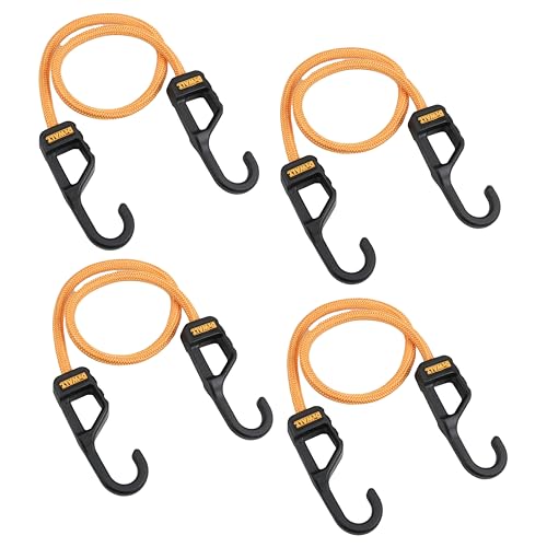 DEWALT DXBC300244 Black/Yellow 24” Premium Heavy-Duty Bungee Cords, 4 Pack