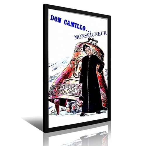Zeitwa Póster de películas de Don Camillo Monseñor para pared, lienzo enmarcado y listo para colgar, 40 x 60 cm