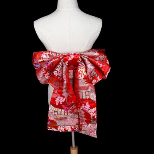 Womens Japanese Kimono Obi Belt Pre Tied Bow Jacquard Long Tailed Belt Sash Yukata Robe Accessories2