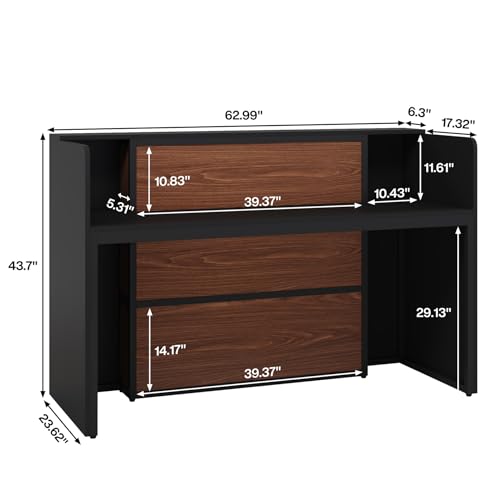 image for Tribesigns Reception Desk with LED Lights, 63 Inches Front Counter Des