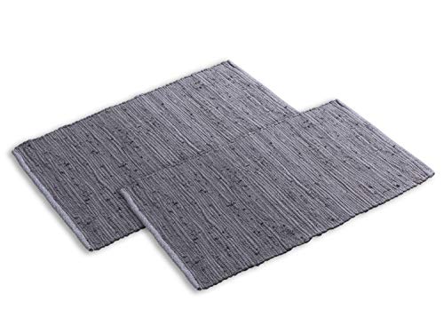 casamia Badmat set 2 groot 80 x 50 cm 100% katoen badmat Chindi vers. Kleur Uni - grijs