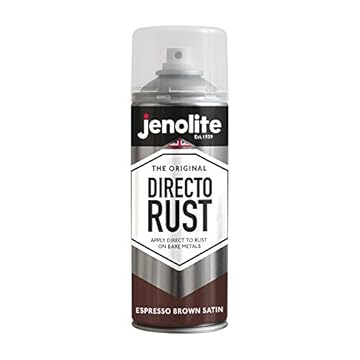 JENOLITE Directorust Spray Paint Satin Finish | ESPRESSO BROWN | 400ml | Direct To Rust Spray Paint For Metal | All-In-One Multi Surface Paint for Metal, Wood, Plastic, Ceramic | RAL 8017