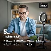 NEEWER Basics 5" LED Tisch Ringlicht mit Ständer, Monitorhalterung, 10W kompatibel mit iPhone, Computer, Laptop, Webcam, Handy für Selfies Makeup Video Zoom Videokonferenzen Beleuchtung, schwarz BR60 – Ansicht 2