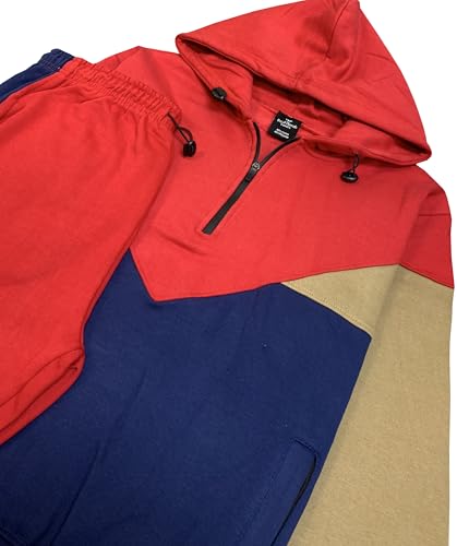 Men’s 2-Piece Quarter Zip Fleece Hoodie Sports Fleece Sweatsuit Heavy Winter Sweat Jacket & Fleece Pants2