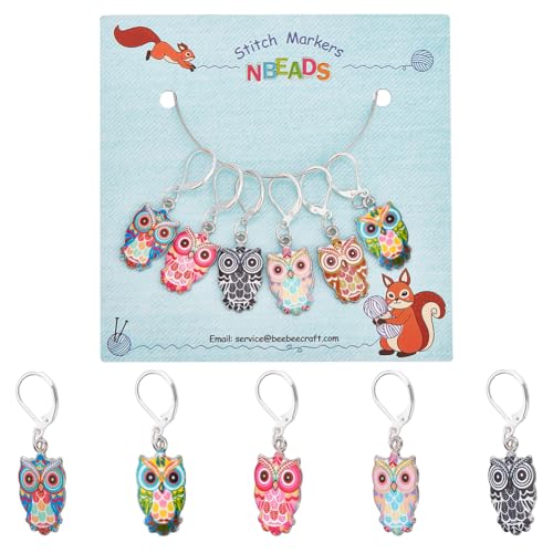 nbeads 6 Pcs Hibou Marqueurs de Point de Crochet, 6 Couleurs Alli...