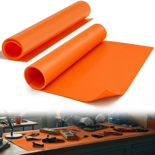 Maasechs 2 Pcs 20" x 20" Insulated Rubber Mat, 1000v High Voltage Insulation Blanket Electrical Safety Rubber Mat Non Conductive Dielectric Mats for Electricians Industrial Workspaces, Orange