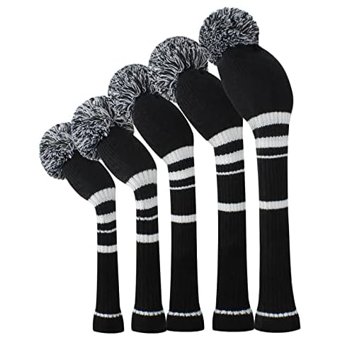 Cubiertas de Cabeza de Golf con Rayas Negras para Maderas, 5 Piezas Cover