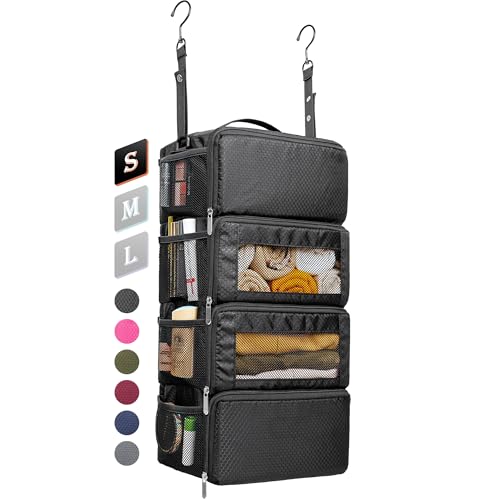 Suitcase Organizer, Travel Luggage Organizer Hanging Shelves Packing Cube Closet/Collapsible Portable Travel Organizer for Carry-on