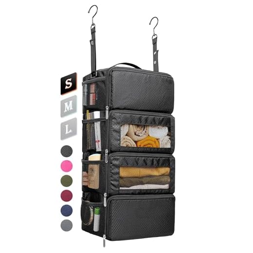 Vokelater Suitcase Organizer, Travel Luggage Organizer Hanging Shelves Packing Cube Organizer Closet/Collapsible Portable Travel Organizer for Carry-on, Small, Black