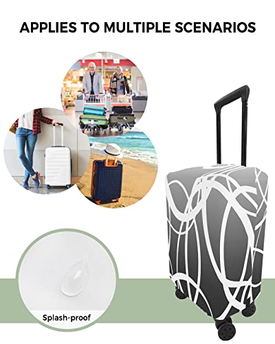 Travel Luggage Cover Spandex Elastic Suitcase Cover for Luggage, Scratch Proof Luggage Cover Protector for Trunk Case 26-28 Inch Luggage, Modern Art Circle Ombre Line Grey4