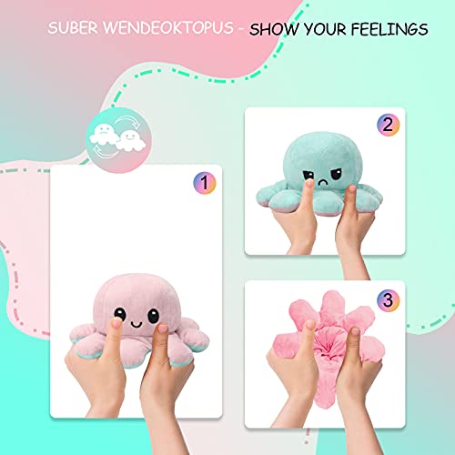 Reversible Octopus Soft Toys, doppelseitiges Flip Octopus Plüschtier,niedliche Mini Octopus StimmungsKuscheltiere Puppe… – Bild 5