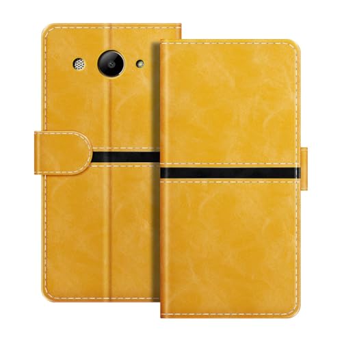 ESACMOT Funda Cartera de Cuero Compatible con Huawei Y3 2018 Diseño de Rayas Horizontales Flip Cover Protectora con Ranura para Tarjeta Cierre Magnético (Dorado)