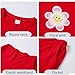 Voxikidio Size 4 5 Girl's 2 Piece Summer Outfits Casual Lounge Set Floral Graphic Tee T-Shirt and Shorts Set with Pockets Kids Fashion Clothing Sets 4 5 Years(Red,4-5Y)